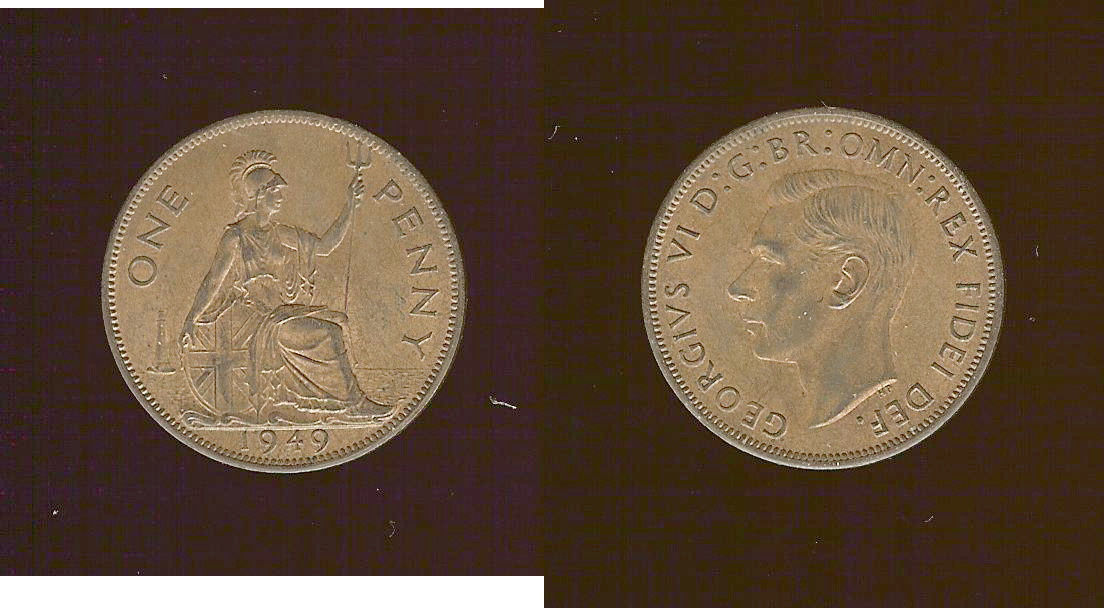 ROYAUME-UNI 1 Penny Georges VI 1949 SPL+